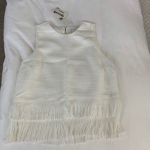White Fringe Crop Top